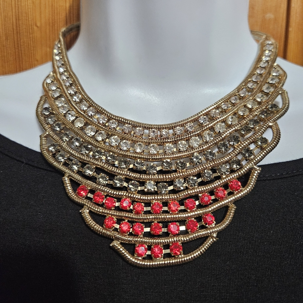 Lia Sophia MULTI Color Crystal Gold Choker Necklace